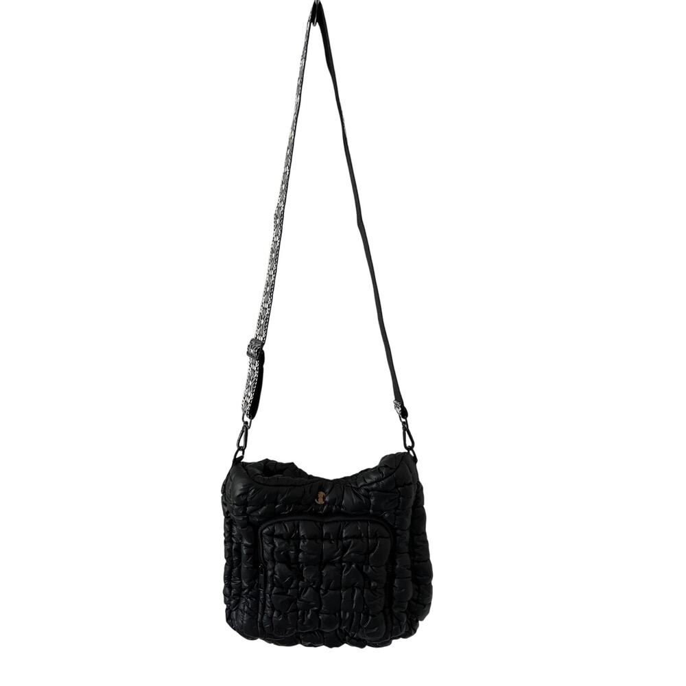 Simply Southern Black Puffer Cross Body Bag Print Strap NWT